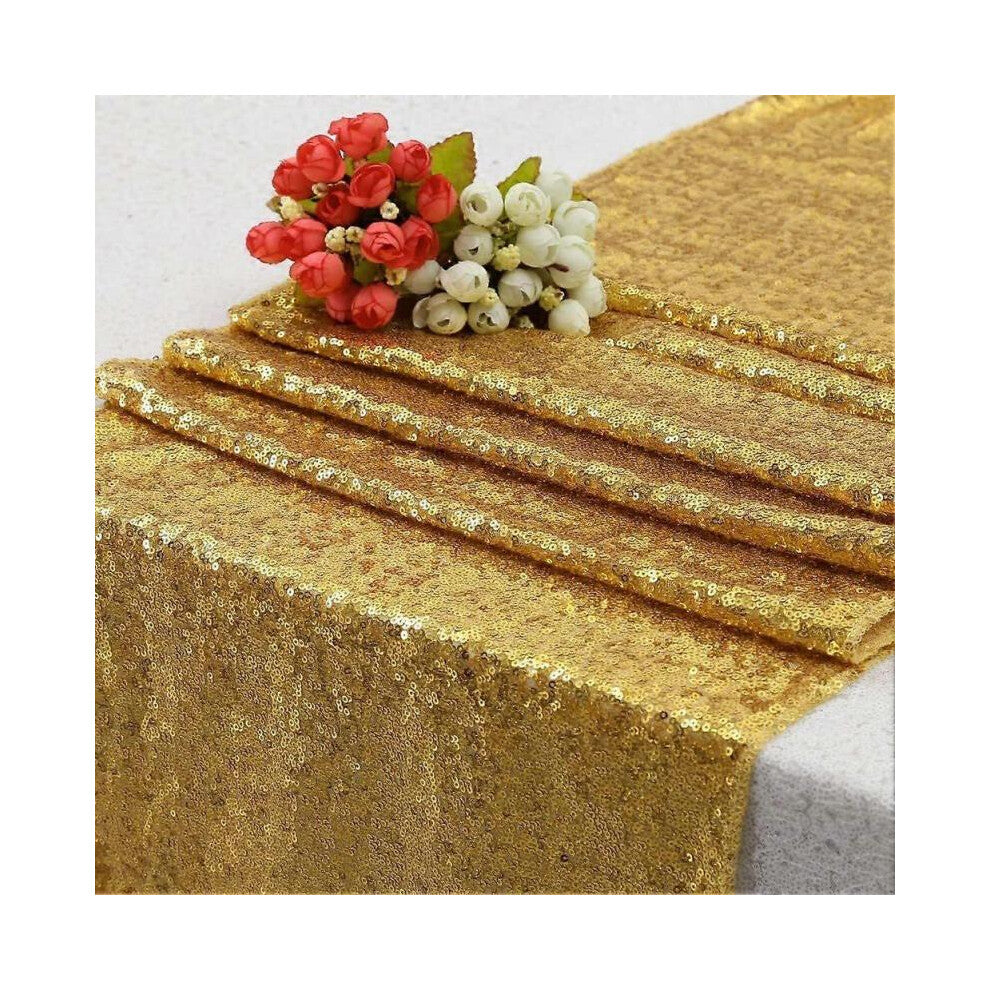 Gold Sequin Table Runners,Gold Glitz Table Linens for Baby Shower Party Wedding