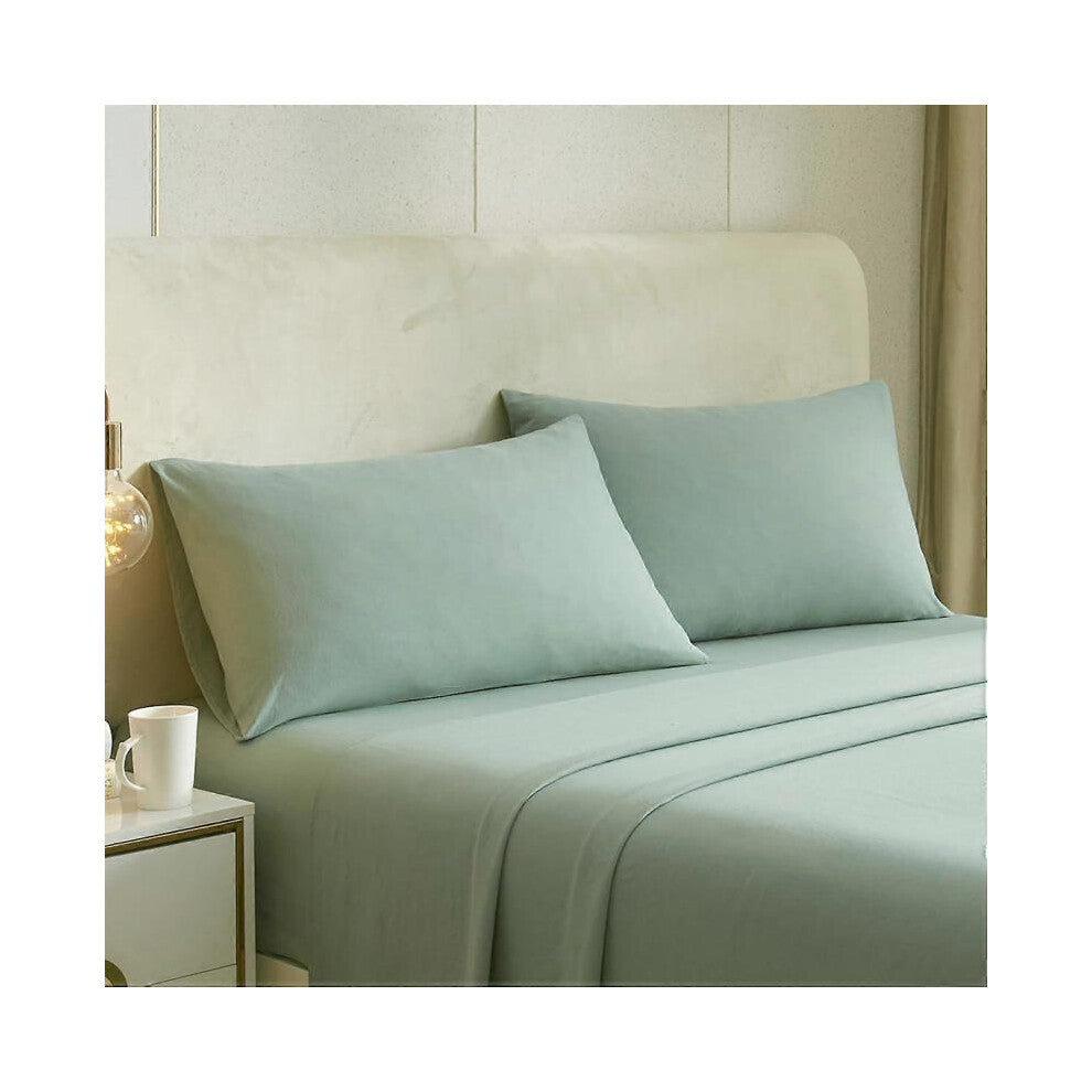 Cooling Sage Green Queen Pillowcases Set of 2,Brushed Microfiber Queen Pillow