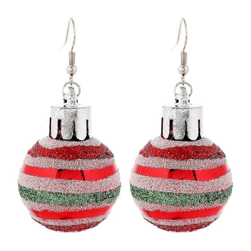 (As show, One size) 1 Pair Glitter Christmas Ball Ear Drop Fashion Sequin Earrings Ear Jewelry