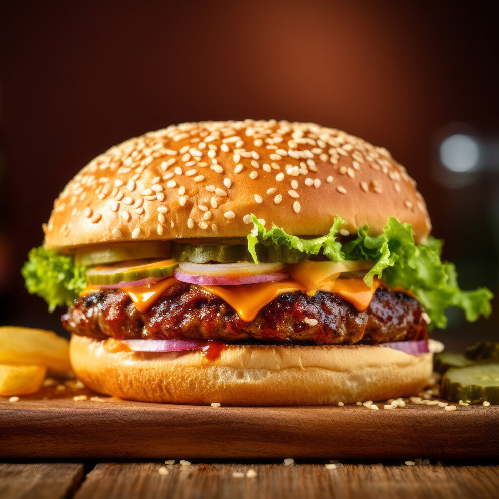 Caterfood Select Frozen 97% Seasoned Beef Burgers 4oz - 48x113g