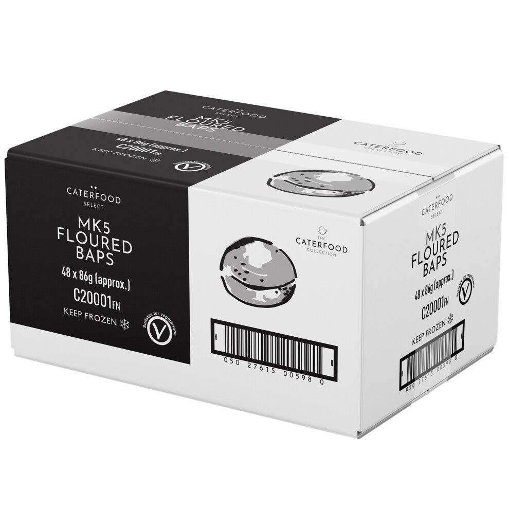 Caterfood Select Frozen Floured White Pre-Sliced Baps 5inch - 48x86g