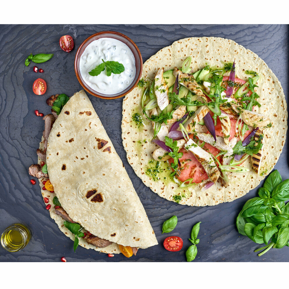 KaterBake Frozen Gluten Free Plain Tortilla Wraps 10.5inch - 12x6x55g