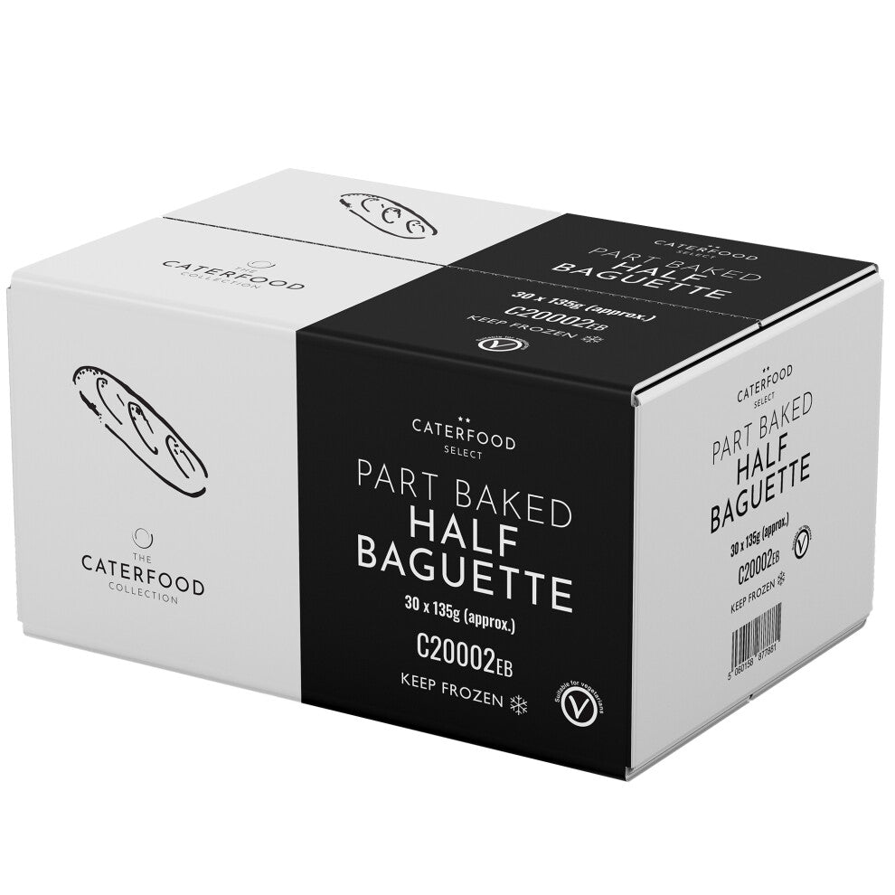 Caterfood Select Frozen Part Baked White Half Baguettes 28cm - 30x135g