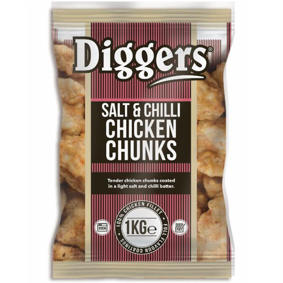 Diggers Frozen Salt & Chilli Chicken Chunks - 5x1kg