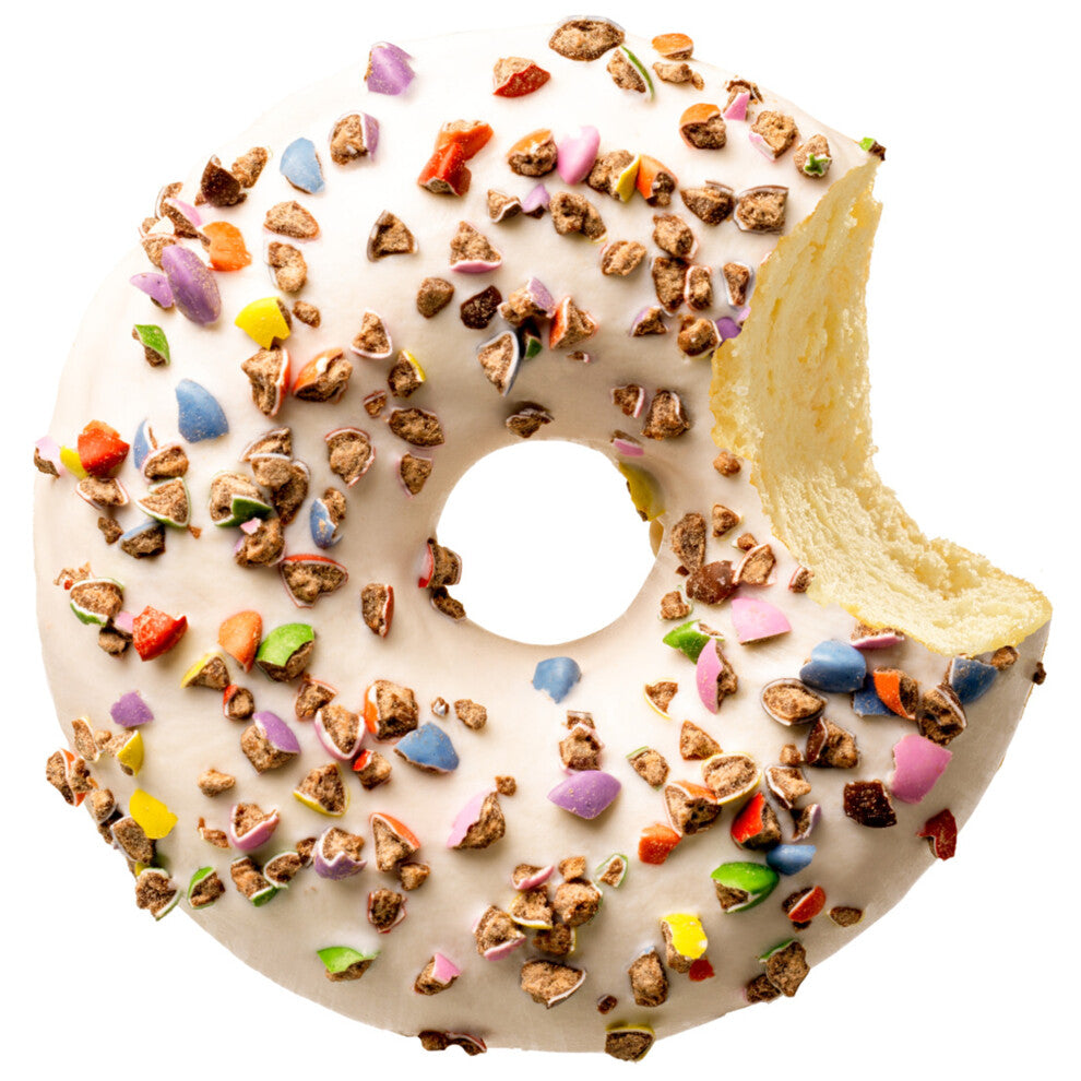 Donut Worry Be Happy Frozen Crushed Candy White Donut - 4x12