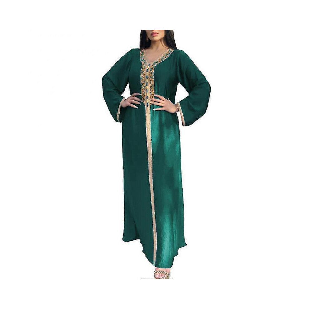 2023 Brand New Eid Abaya Dubai Turkish Islamic Clothing Green Size L Women Usual Wear 2023 Hotsale!