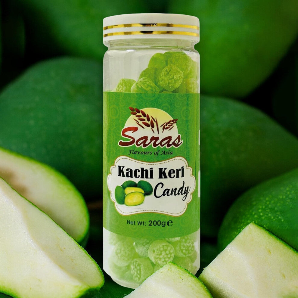 Saras Candy Kacchi Keri 200g | Raw Mango Flavoured Indian Candy | Tangy & Sweet Digestive Treat | Perfect Anytime Snack