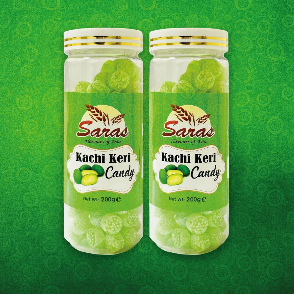 Saras Candy Kacchi Keri 200g (Pack of 2) | Raw Mango Flavoured Indian Candy | Tangy & Sweet Digestive Treat | Perfect Anytime Snack