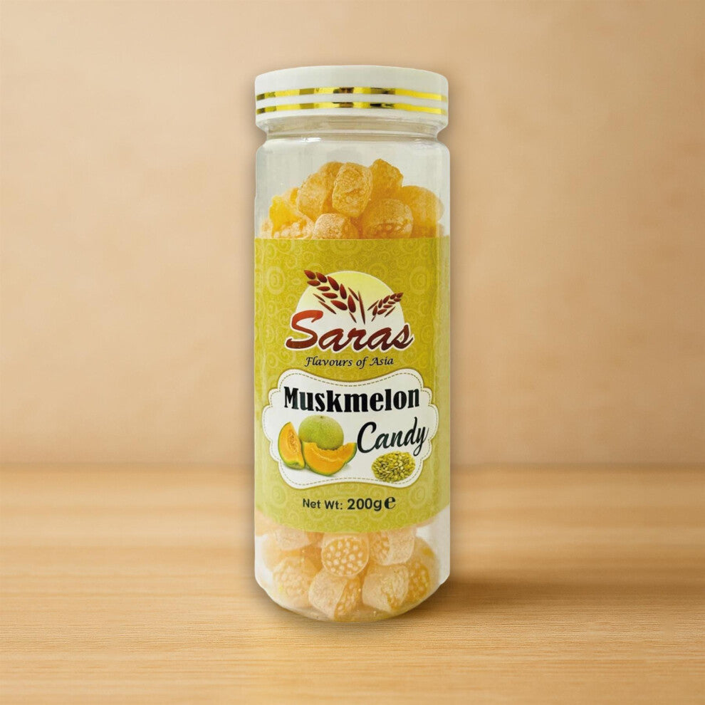 Saras Candy Musk Melon 200g | Summer-Style Sweet Fruit Candy | Refreshing Indian Toffee Treat