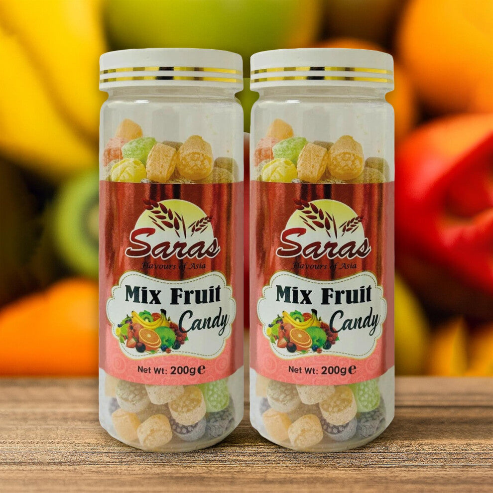 Saras Candy Mixfruit 200g (Pack of 2) | Assorted Fruity Flavour Toffees | Tangy & Sweet Indian Treat