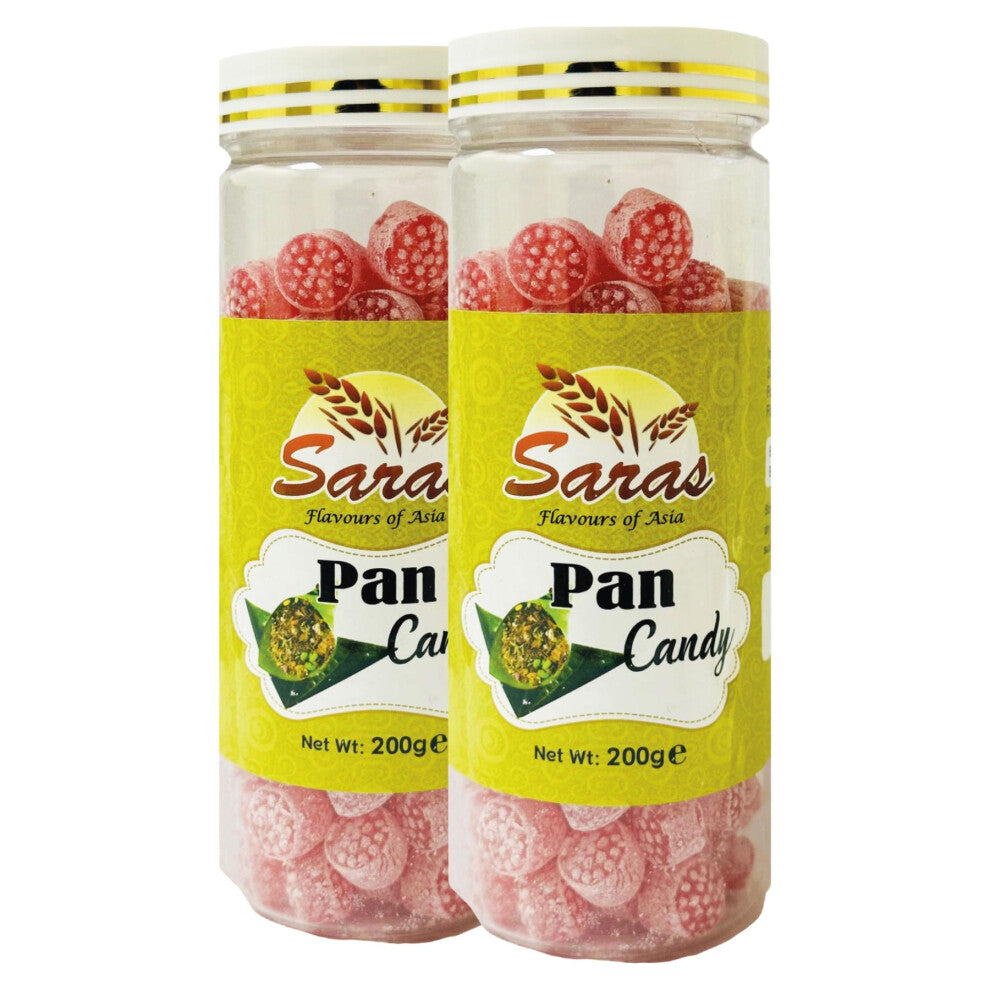 Saras Candy Pan 200g (Pack of 2) | Refreshing Betel Leaf & Sweet Mukhwas Toffee | Traditional Indian Digestive Treat