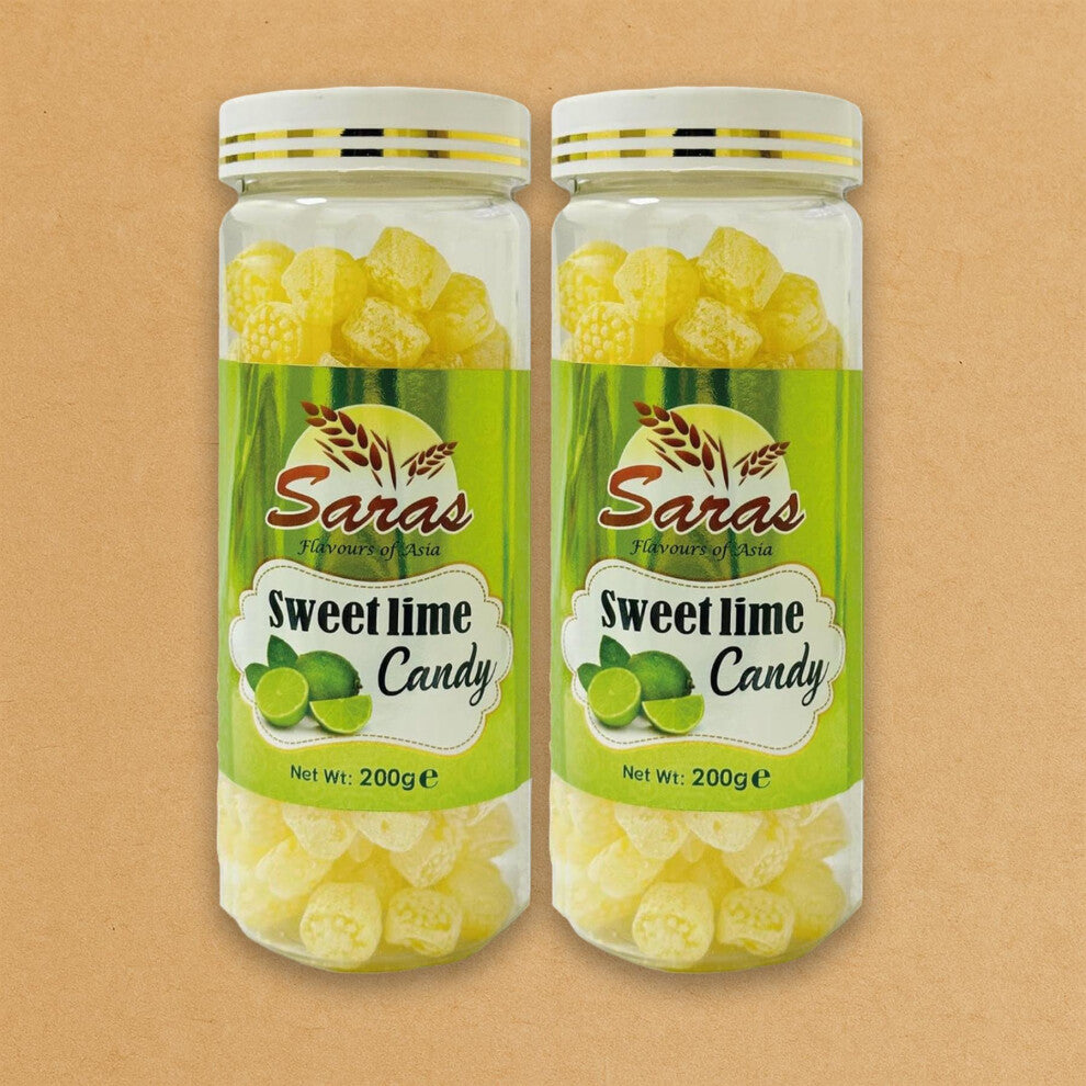 Saras Candy Sweet Lemon 200g (Pack of 2) | Tangy & Zesty Indian Toffee | Chatpata Citrus Treat for All Ages