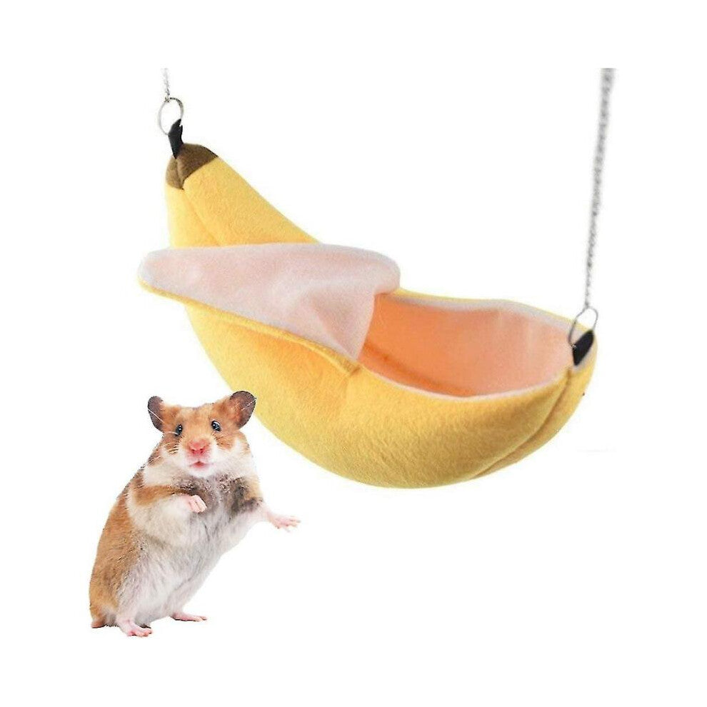 Banana Hamster Bed House, Hammock Small Animal Warm Bed House Cage Nest Hamster Accessories ,for Sugar Glider Hamster Small Bird Pet (yellow)