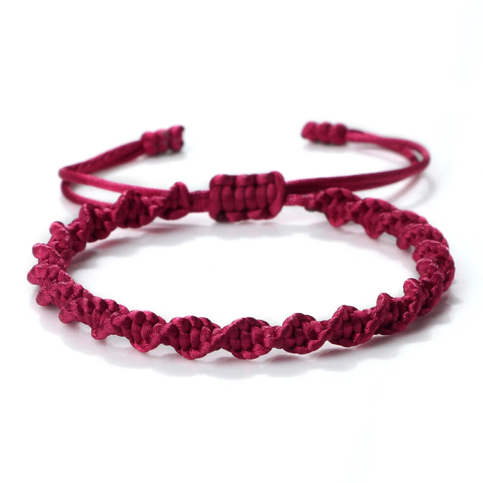 (2Wine Red) Multicolor Rope Lucky knots Womens Mens Bracelet