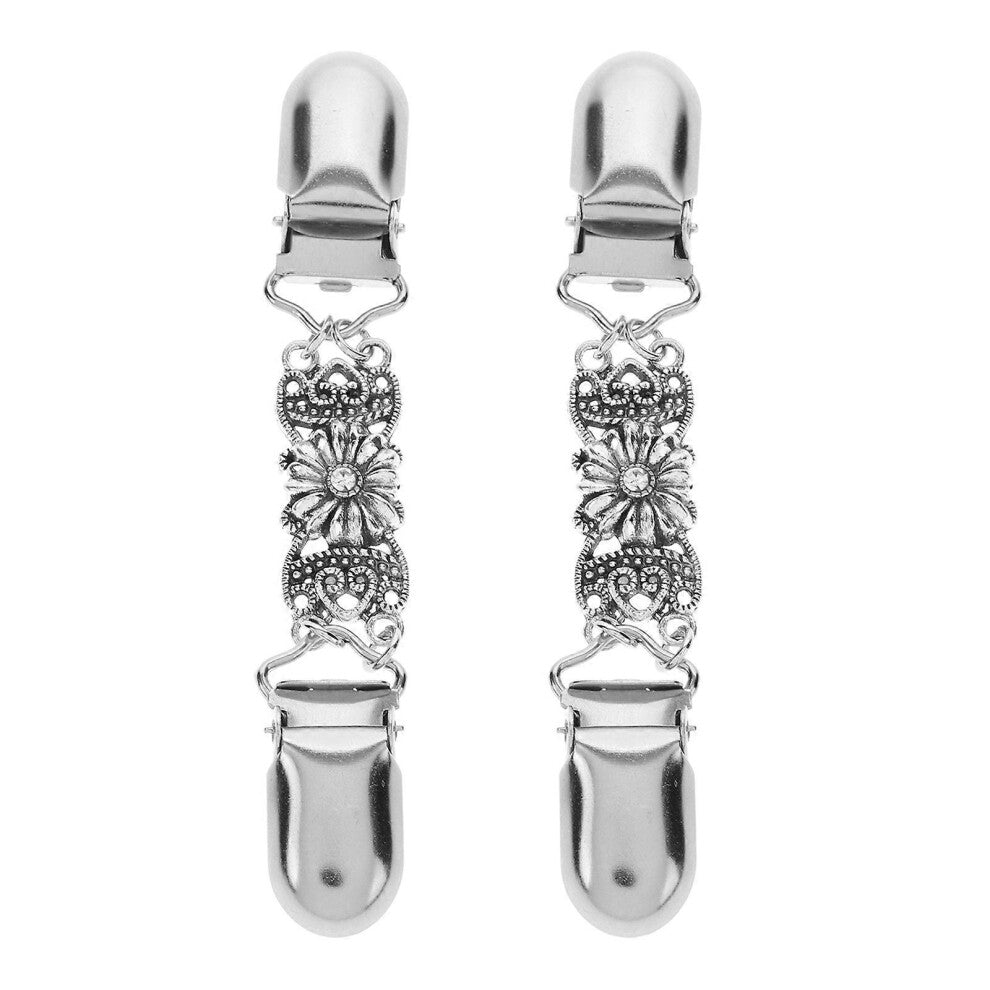 (As show, One size) 2pcs Women Sweater Clips Cardigan Chain Clip Shirt Brooch Women Brooch Decor