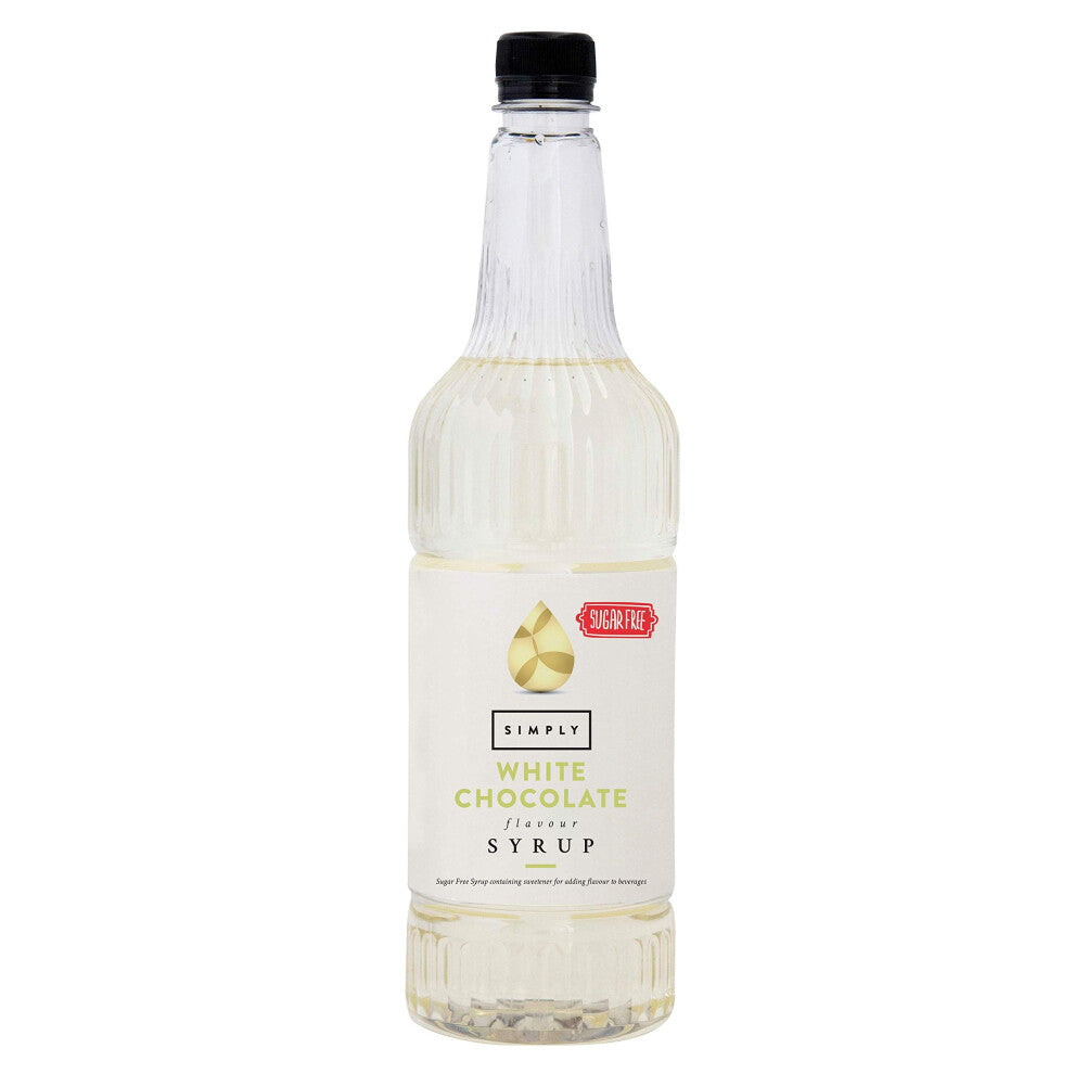 Simply Sugar Free White Chocolate Syrup, Low Calorie, Vegan & Nut Free Flavoured Syrup for Coffee, Cocktails & Baking (1 Litre)