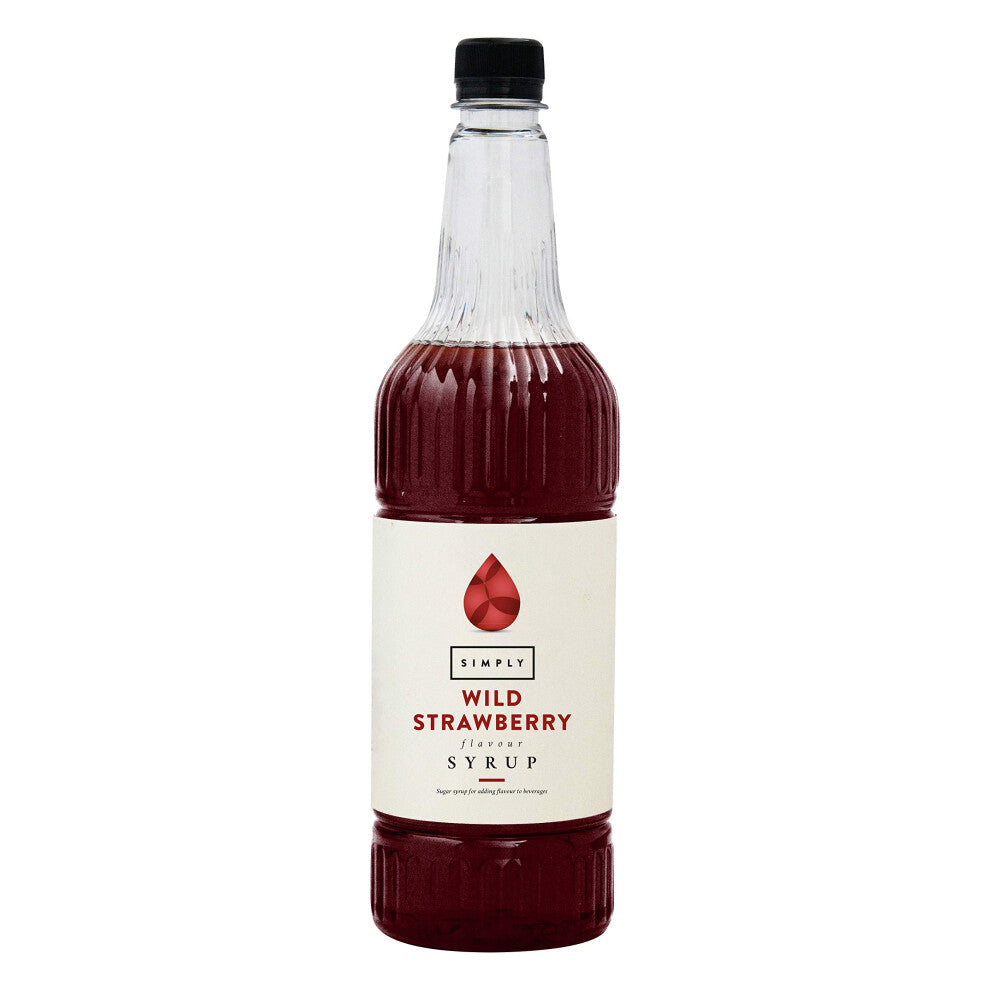 Simply Wild Strawberry Syrup, Vegan & Nut Free Flavoured Syrup for Coffee, Cocktails & Baking (1 Litre)