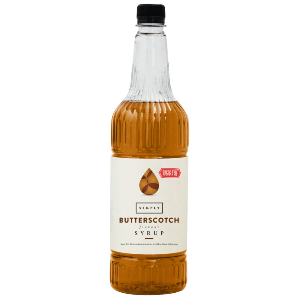 Simply Sugar Free Butterscotch Syrup, Low Calorie, Vegan & Nut Free Flavoured Syrup for Coffee, Cocktails & Baking (1 Litre)