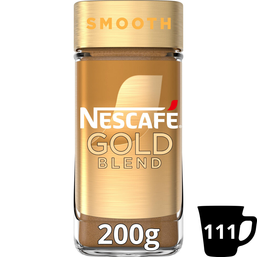 NESCAF? Gold Blend Smooth Premium Instant Coffee, Silky Smooth Light Roasted Arabica and Robusta Coffee, 200g (Pack of 1)
