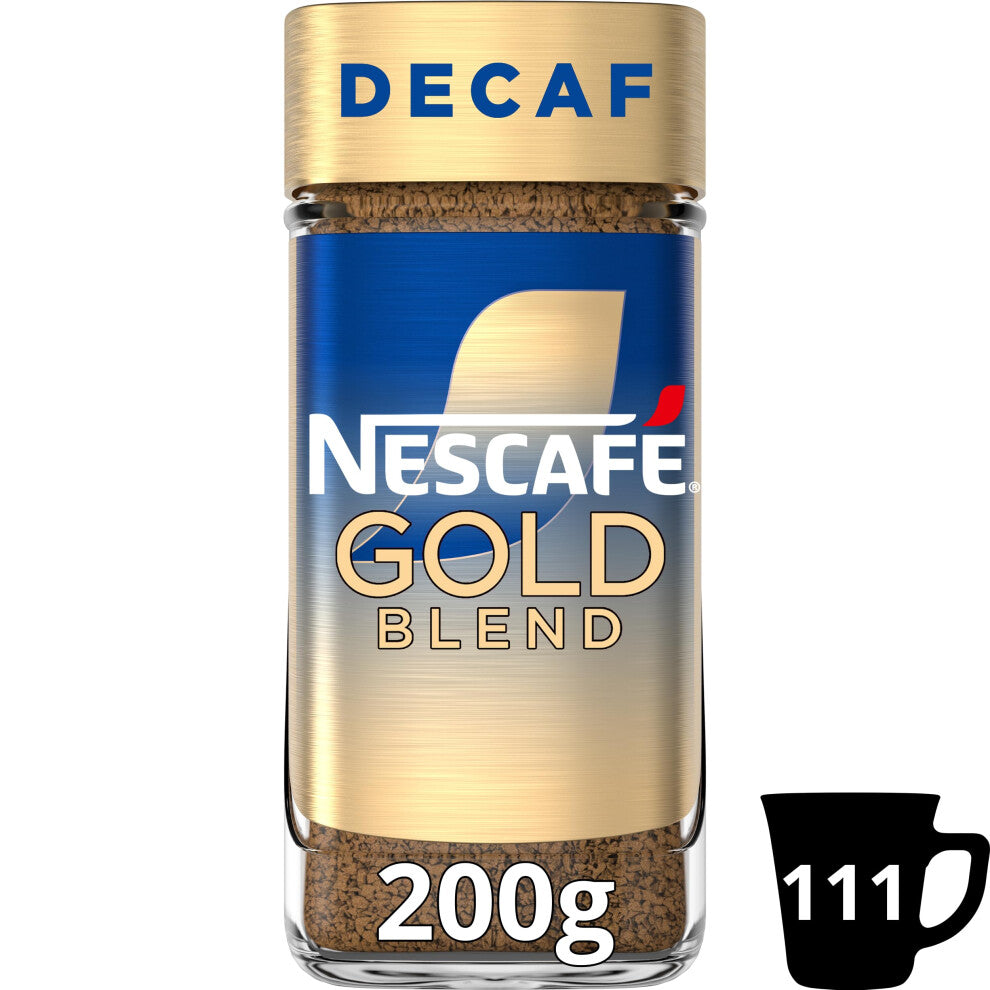 NESCAF? Gold Blend Decaf Premium Instant Coffee, Rich Aroma and Smooth Taste Gold Blend Decaf Coffee, 200g (Pack of 1)