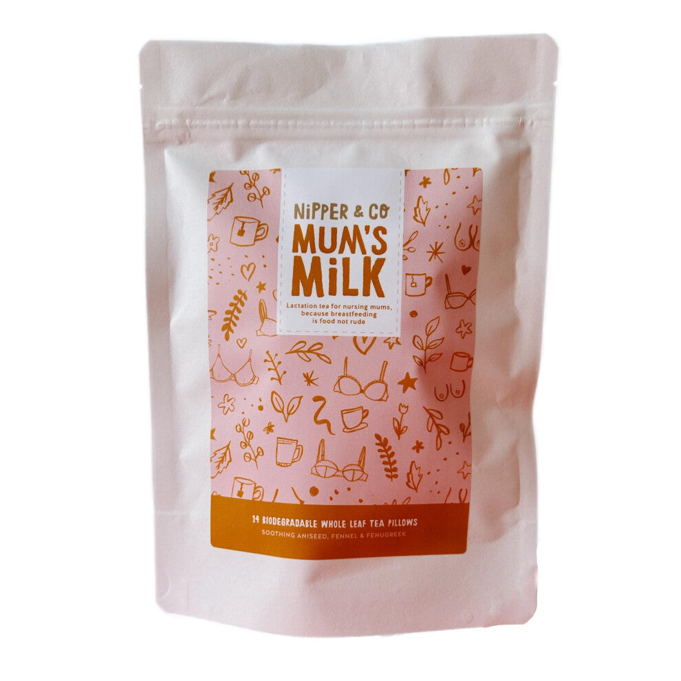 Nipper & Co, Mums Milk Breastfeeding Tea (14 Reusable Bags = 42 Cups) Lactation Tea for Nursing Mothers Breastmilk, Whole Leaf Breast Feeding Teabags,