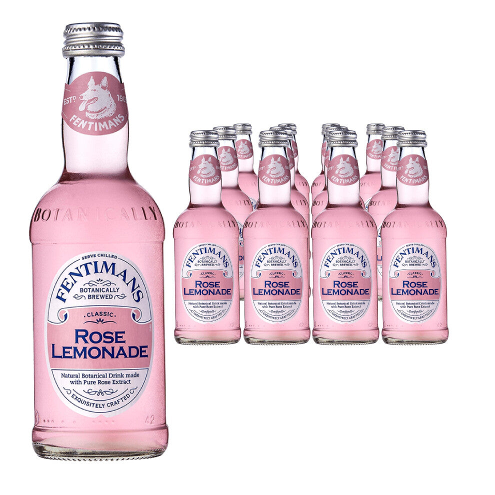 Fentimans Rose Lemonade - Botanically Brewed with Bulgarian Rose Oil & Lemon Juice, Gluten-Free & Vegan, 275ml, Pack of 12 - 01RL27512