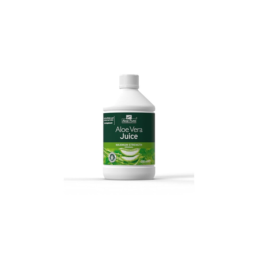 Aloe Pura Aloe Vera Maximum Strength Juice, Natural, Vegan, Cruelty Free, Food Supplement, 500ml