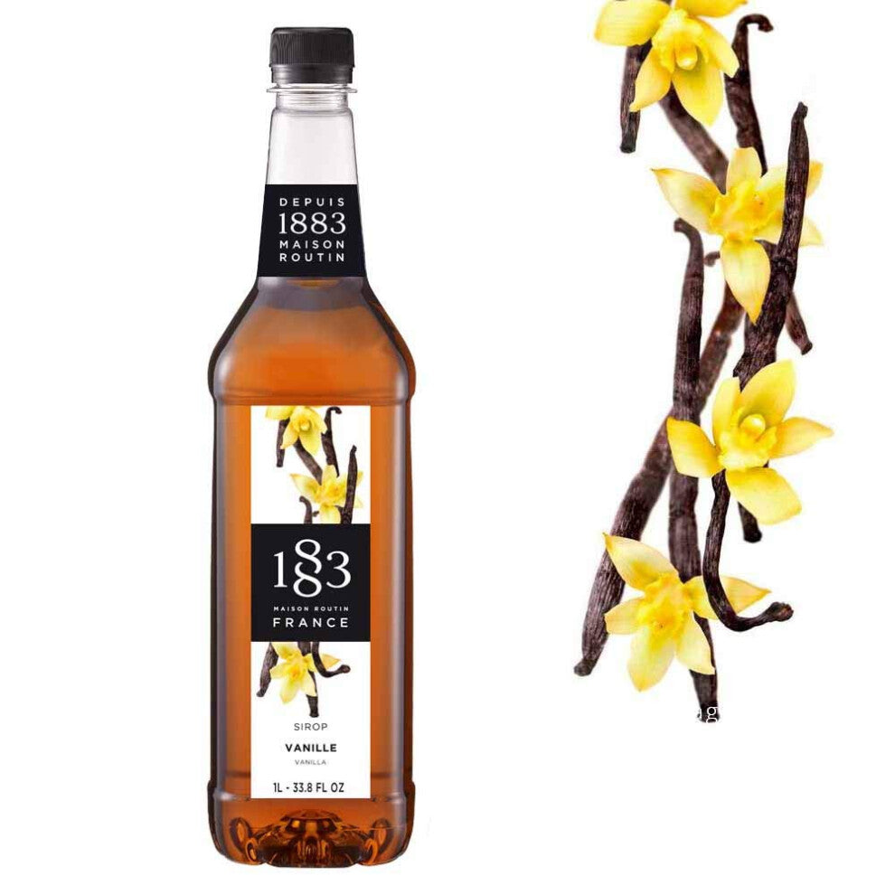 1883 Maison Routin Premium Vanilla Syrup for Coffee, Hot Chocolate & Cocktails PET 1L