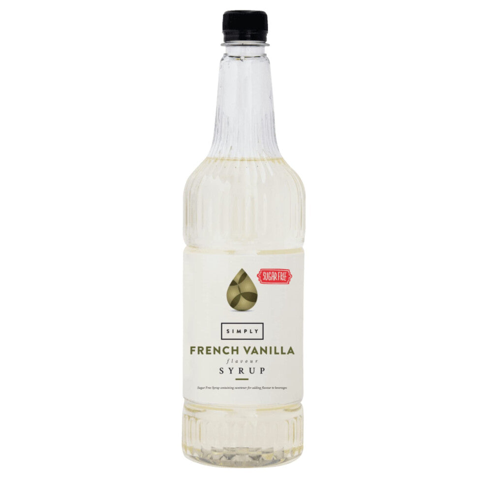 Simply Sugar Free French Vanilla Syrup, Low Calorie, Vegan & Nut Free Flavoured Syrup for Coffee, Cocktails & Baking (1 Litre)