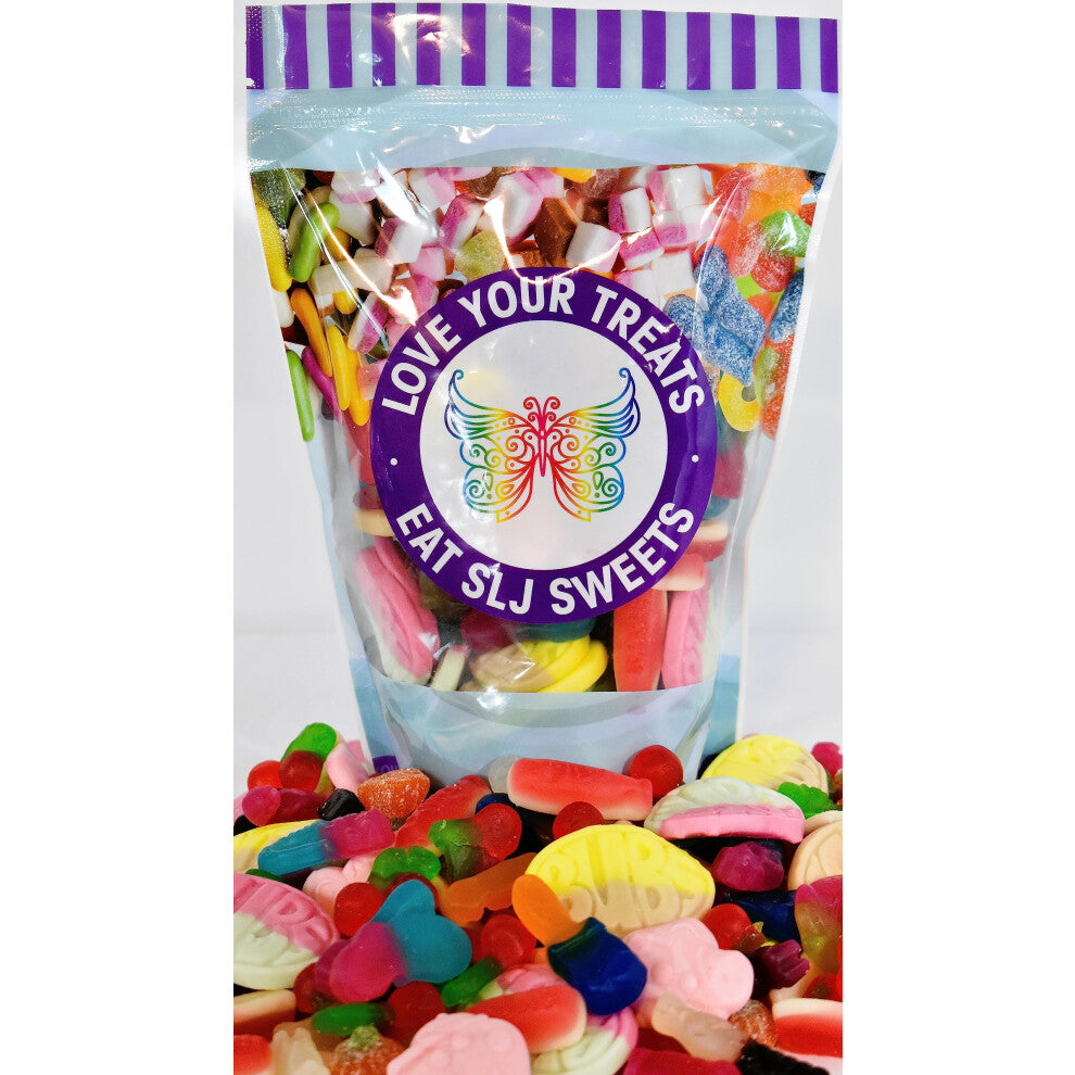 1kg RECYCLABLE Pouch of Vegan Jelly-Gummy Sweet Assortment Pick n Mix Sweets Gift Bag - Large Bag of Chewy, Gummy, Candy, Jelly Treats - Halal &