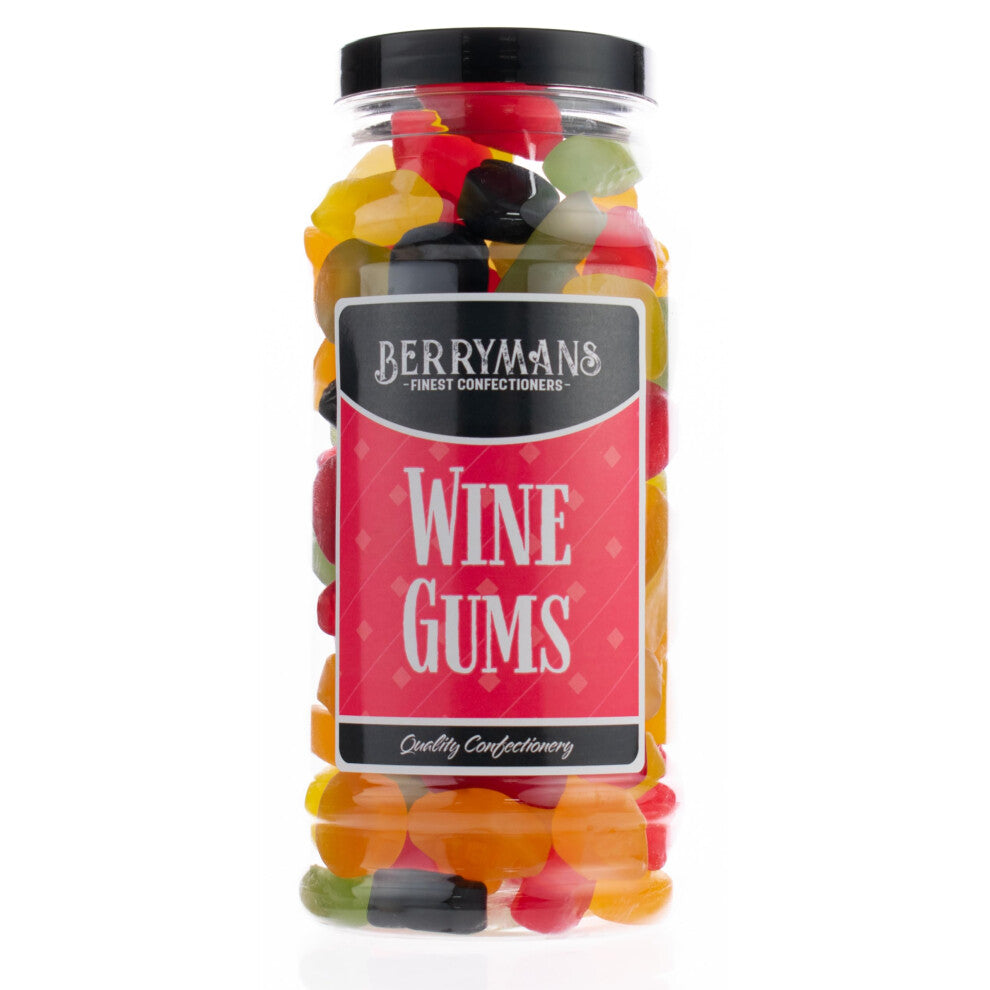 Original Wine Gums Retro Sweets Gift Jar By Berrymans Sweet Shop - Classic Sweets, Traditional Taste.