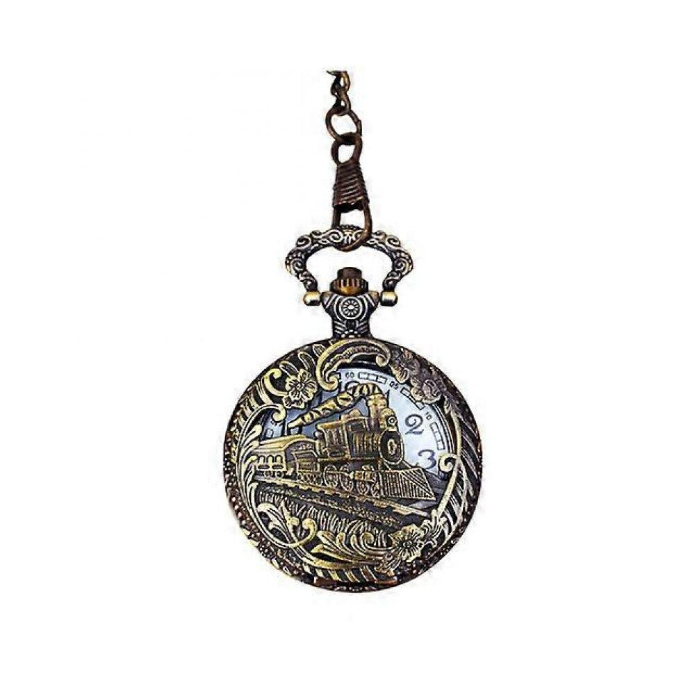 Pocket watch,Hollow Engraved Horse-Trains Pocket Watchs Lightweight Necklace Pendant Clock Chain Festivals Birthday Gift