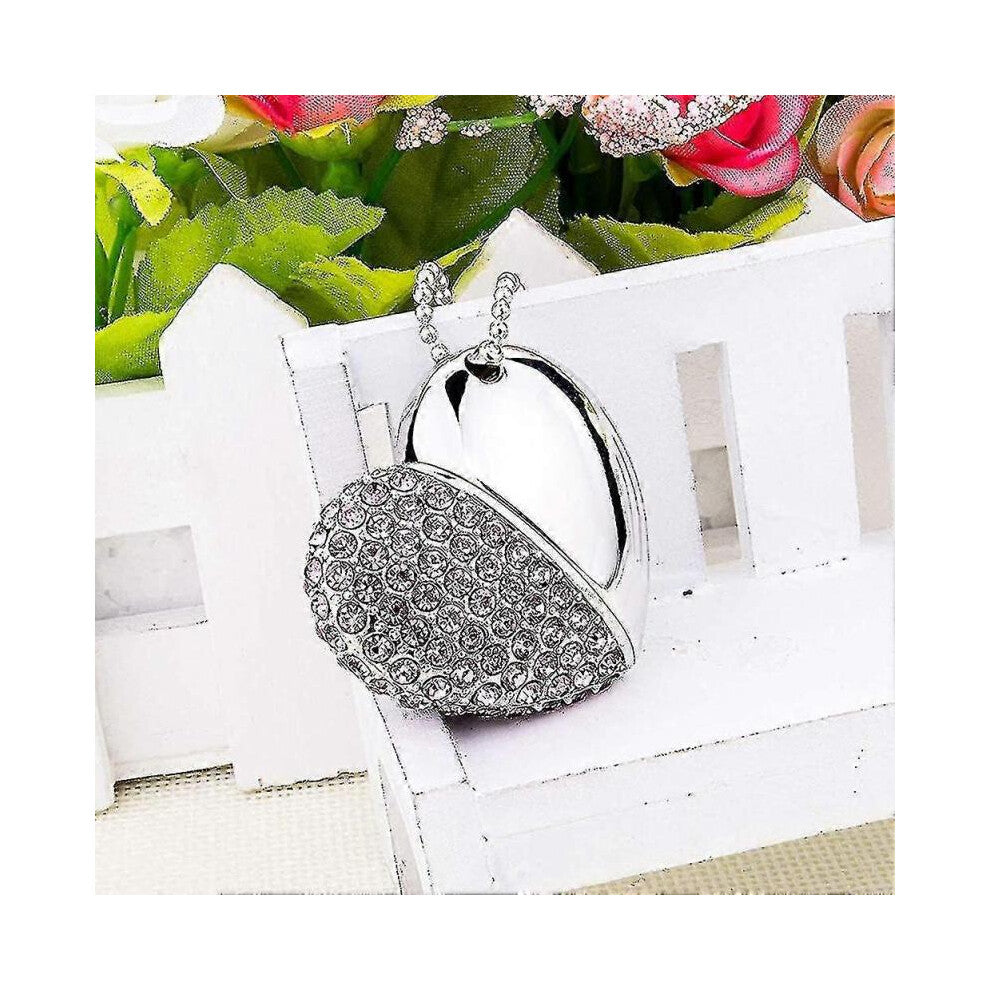 64gb Rhinestone Metal Heart Usb Flash Drive, Fashion Jewelry Bling Shiny Diamond Pendant,with Necklace