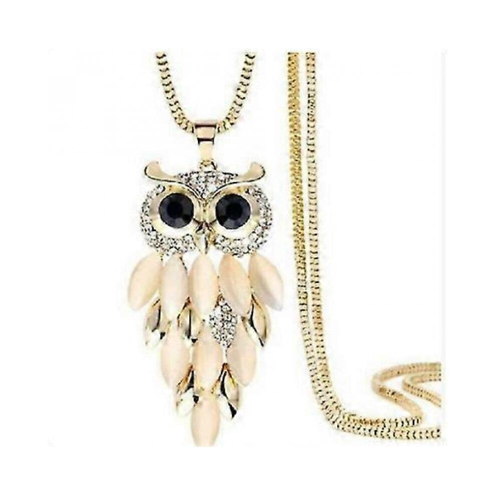 Necklace,Women Sweater Chain Owl Design Crystal Pendant Necklaces Long Necklace Large Pendant for Women,Gold