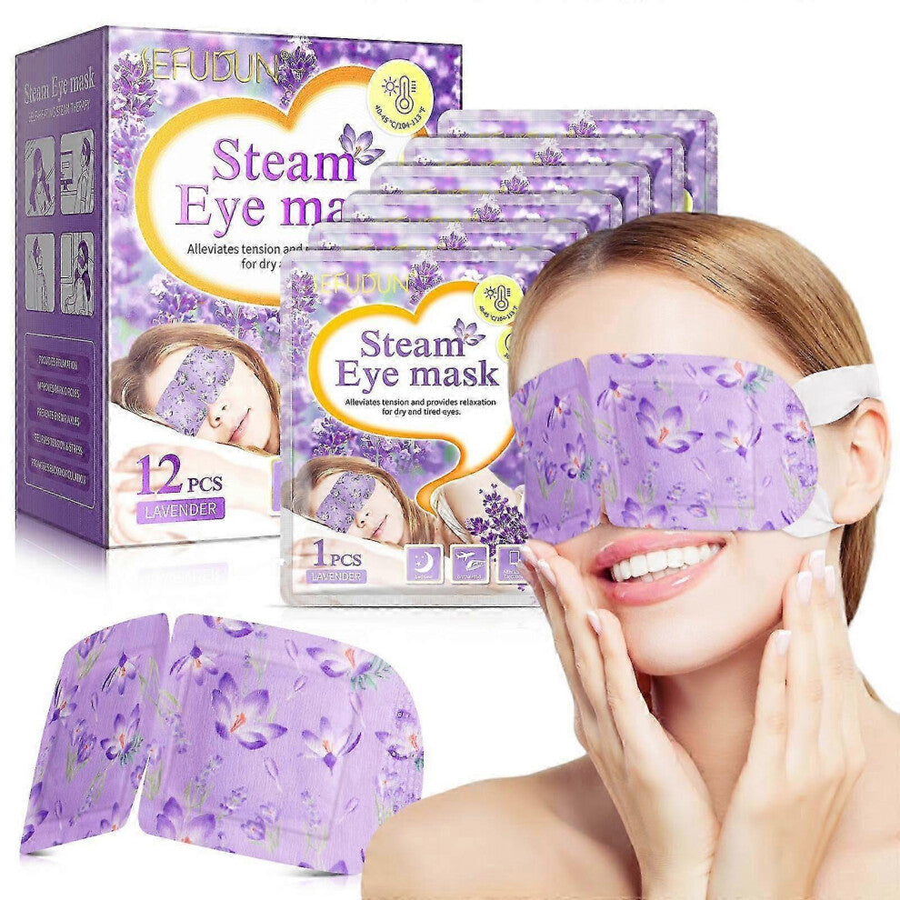 12PCS Steam Eye Mask Lavender Warm Compress Soothes Eye Fatigue Long-lasting Heat Shade FLYE4400