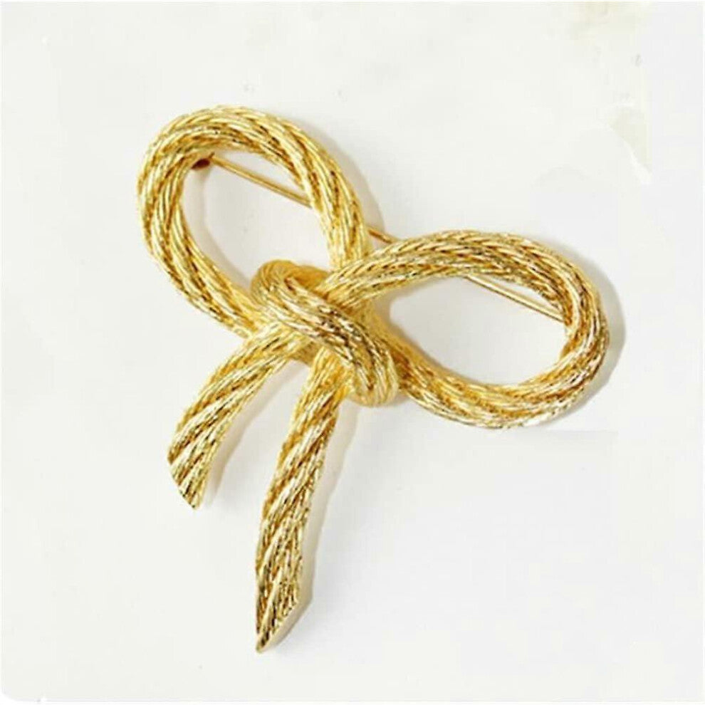 1 pcs Elegant Gold Color Bow Tie Brooch Lapel Pin for Women Simple Dress Coat Cardigan Wedding Jewelry Gifts