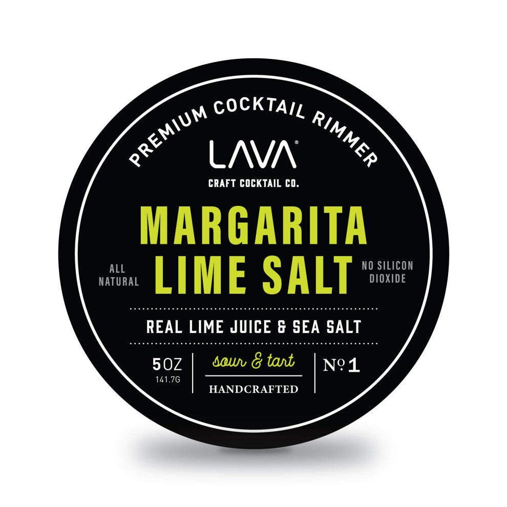 LAVA Premium Margarita Lime Sea Salt Cocktail Rimmer  All Natural Margarita Rimmer Sea Salt Rocks  Real Lime  Tart & Sour  No Silicon Dioxide  with Ea