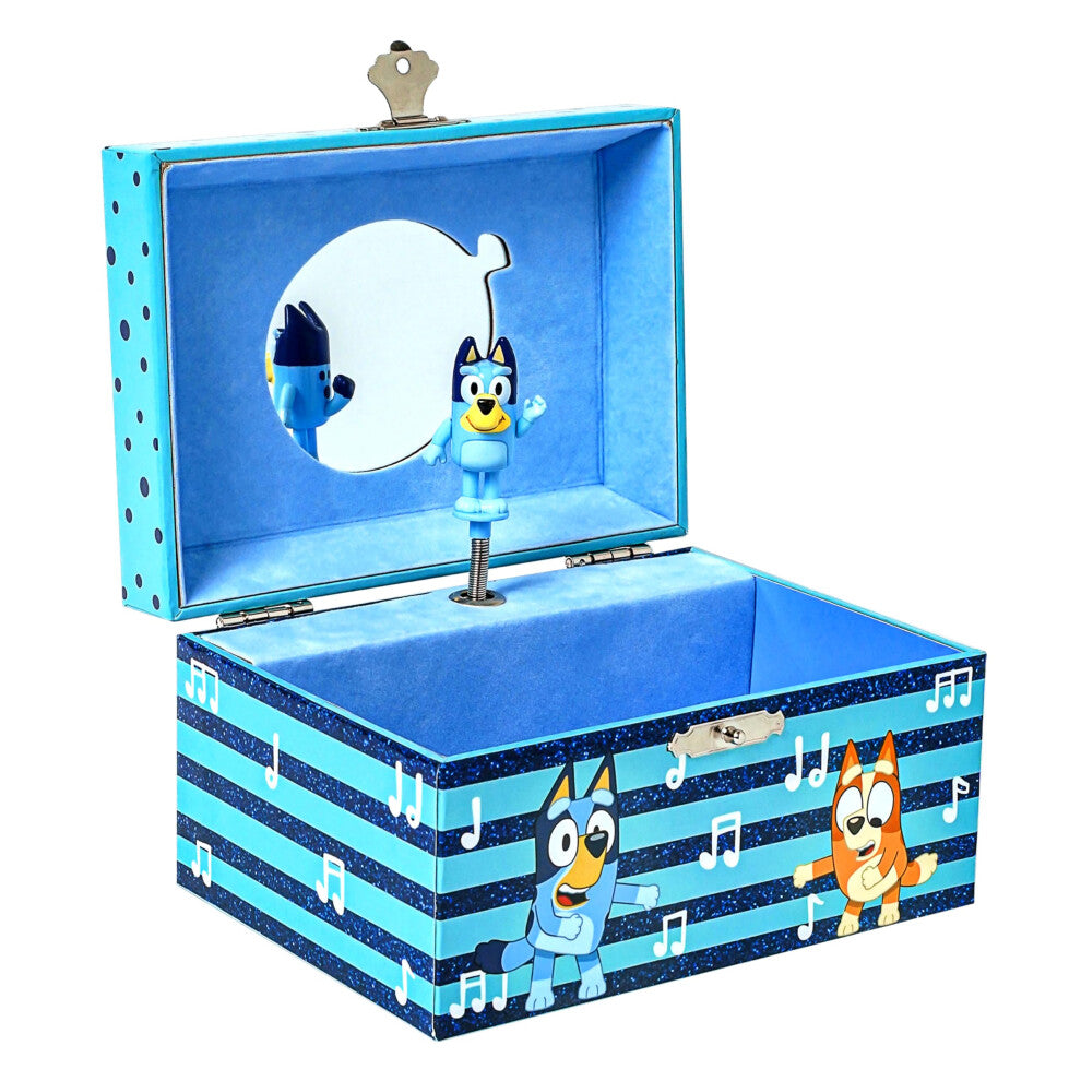 Mini Treasures Bluey Jewelry Box for Girls - Musical Jewelry Box with Spinning Figurine  Bluey Toys for Kids Ages 3-5 - Plays Bluey Theme Song - 6 x 4