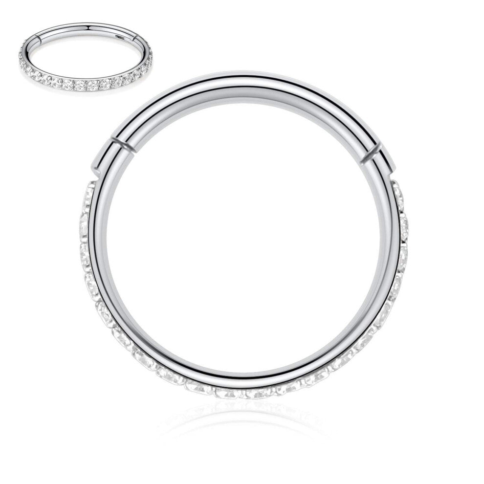 FUNLMO Cartilage Hoop Earring 316L Surgical Steel Conch Daith Helix Piercing Jewelry Nose Rings Hoops Septum Ring 20G 18G 16G 14G CZ Opal