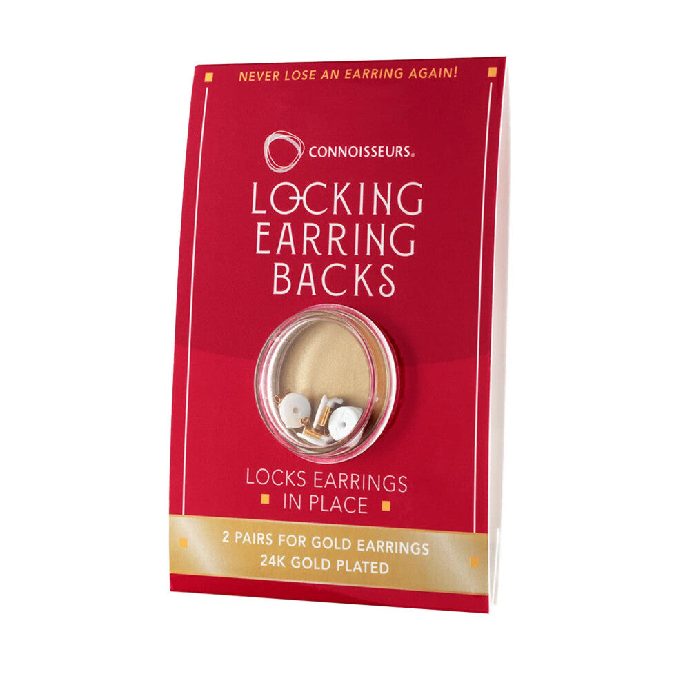 CONNOISSEURS Locking Earring Backs - Hypoallergenic Earring Backs for Studs  Hoops  and More - Never Lose an Earring Again - 2 Pairs - for Gold Earrin