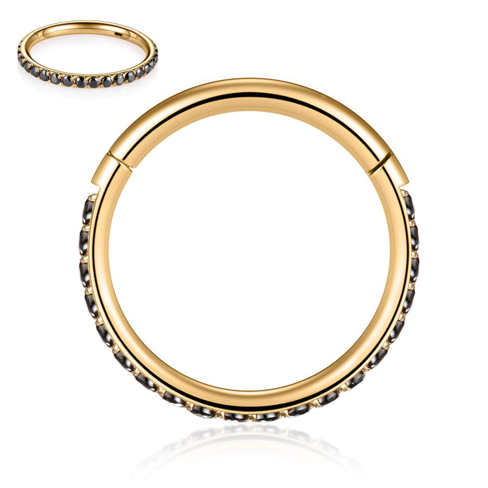 FUNLMO 16g Nose Ring Gold Hoop Earrings Nose Hoops Septum Jewelry Seamless Septum Clicker 8mm Septum Ring Cartilage Helix Daith Tragus Rook Earrings L