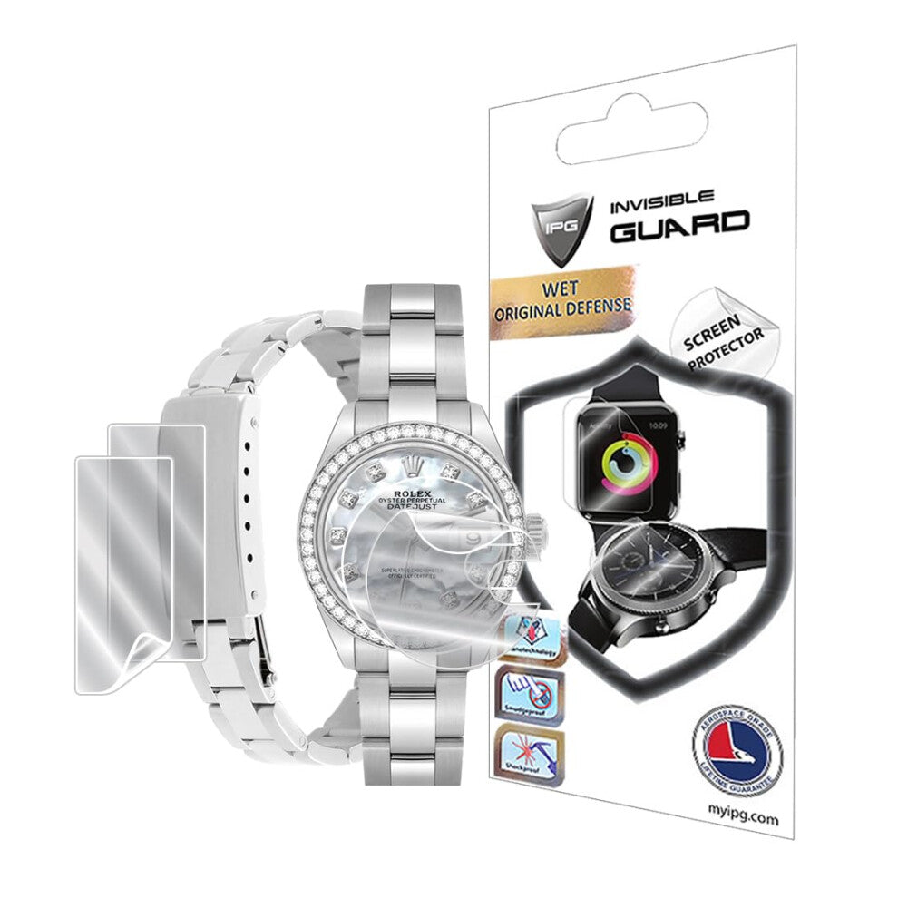 IPG for Rolex Lady - Datejust Oyster Diamond Watch Hydrogel Screen Protector (2 Units) + Clasp Protector (2 Units) Invisible HD Clear Film Anti Scratc
