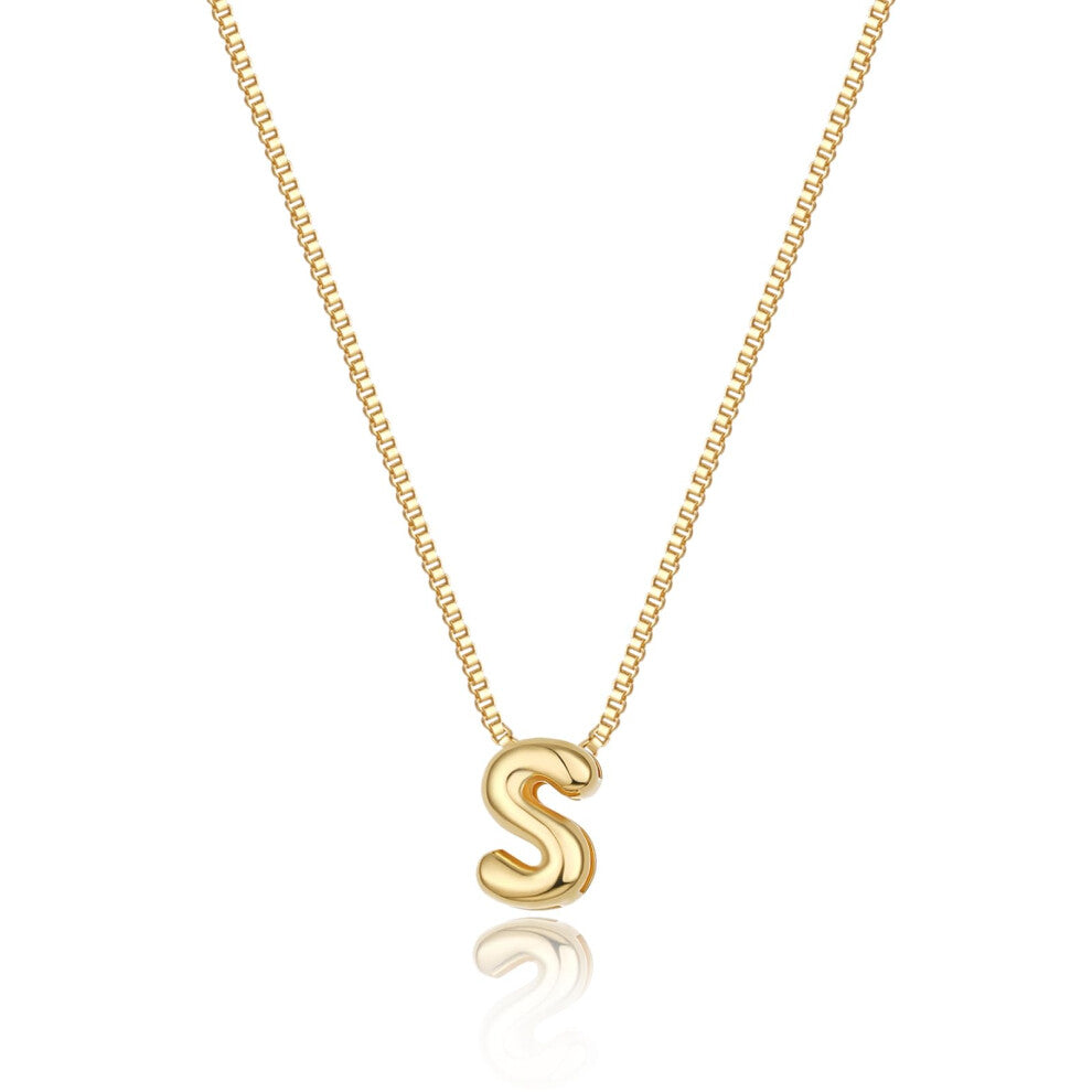 Lisitine Bubble Initial Necklaces Dainty Gold Letter Necklace 14K Gold Plated Cute Name Choker Necklaces for Women Trendy Gold Personalized Jewelry Gi