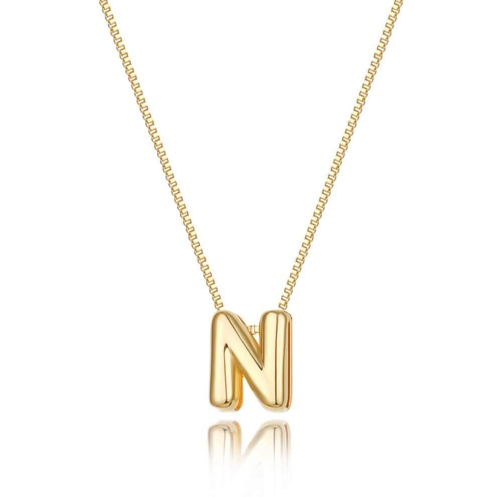 Lisitine Bubble Initial Necklaces Dainty Gold Letter Necklace 14K Gold Plated Cute Name Choker Necklaces for Women Trendy Gold Personalized Jewelry Gi