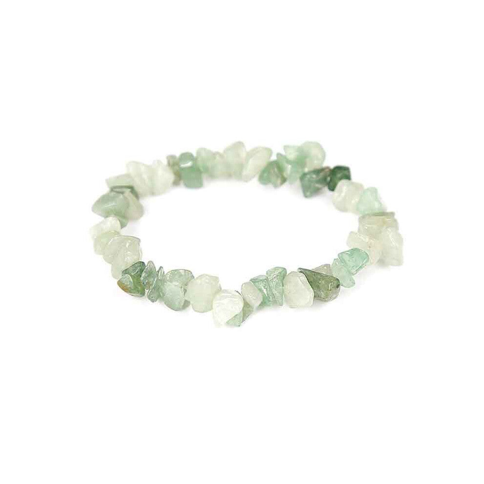 (Green) Natural Irregular Rock Crystal Crushed Gemstone Chips Bracelet Stretch Strand