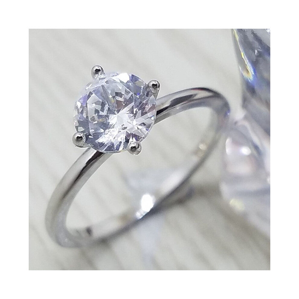 (5) Round Queen Cut Brilliance Gorgeous Silver Plated Halo Wedding Engagement Ring