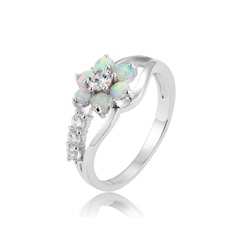 (6) Women Flower Ring Synthetic Jewelry Birthday Proposal Engagement Party Bridal