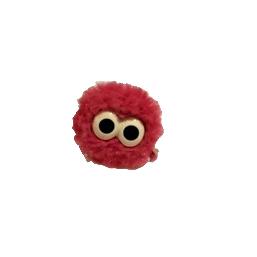 (Red) Ring Cartoon Finger Adorable Furry Ball Women Student Christmas Gift Toys Girl