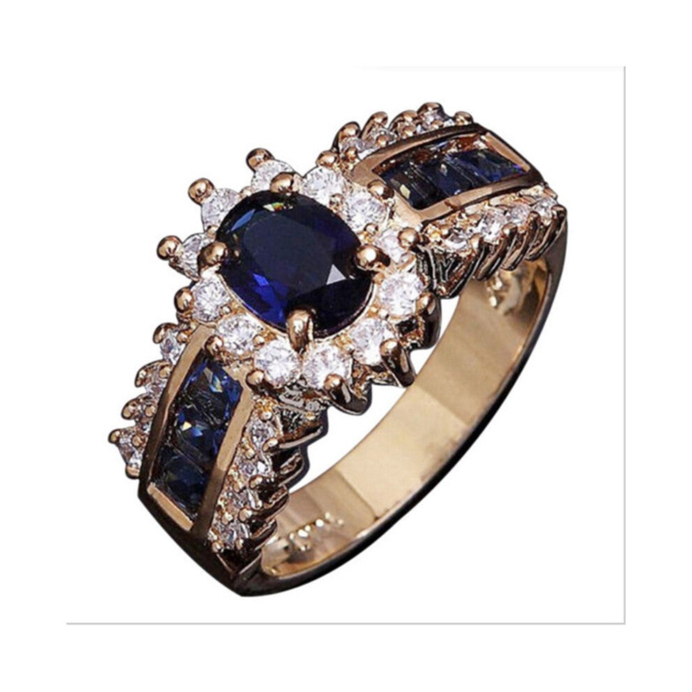 (6) Gemstone Blue Vintage Sapphire Wedding Engagement Ring Gifts Jewelry Fine
