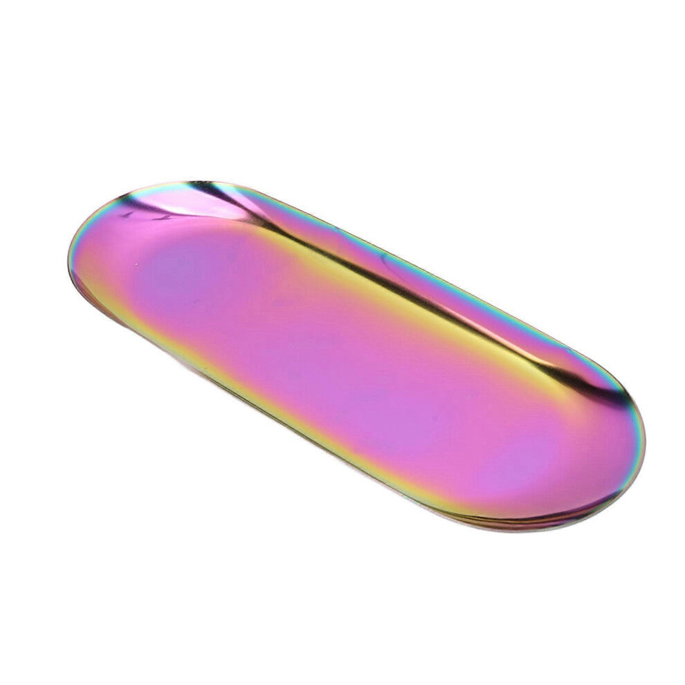 Oval Jewelry Tray Mirror Reflection Vacuum Plating Oval Decorative Tray Glossy Edge Oval Nail Storage Tray for Jewelry Dazzling